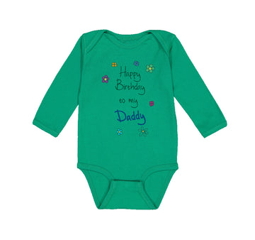 Long Sleeve Bodysuit Baby Flowers Happy Birthday to Daddy Father Dad Cotton
