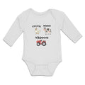 Long Sleeve Bodysuit Baby Cluck Mooo Vrooom with Farmer Tractor, Hen and Cow
