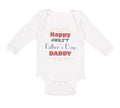 Long Sleeve Bodysuit Baby Happy First Father's Day Dad Daddy Style E Cotton