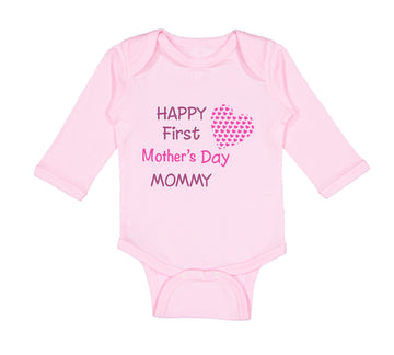 Long Sleeve Bodysuit Baby Happy First Mother's Day Mommy Mom Style B Cotton
