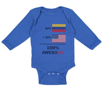 Long Sleeve Bodysuit Baby 50% Colombian 50%American 100% Awesome Cotton
