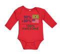 Long Sleeve Bodysuit Baby 50% Brazilian + 50% American = 100% Awesome Cotton