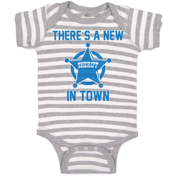 Baby Clothes There's A New in Town Sheriff Circle with Star Baby Bodysuits