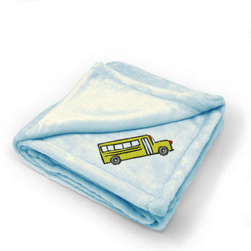 Plush Baby Blanket School Bus A Embroidery Receiving Swaddle Blanket Polyester