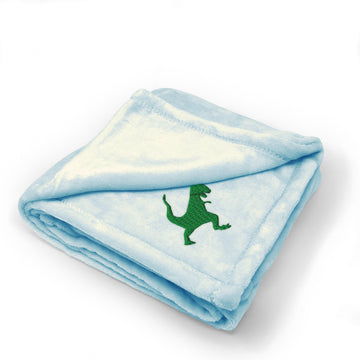 Plush Baby Blanket Dinosaur T-Rex Embroidery Receiving Swaddle Blanket Polyester