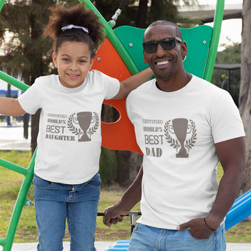 Daddy and Me Outfits Certified Worlds Best Son 1 Trophy - Daughter Cotton