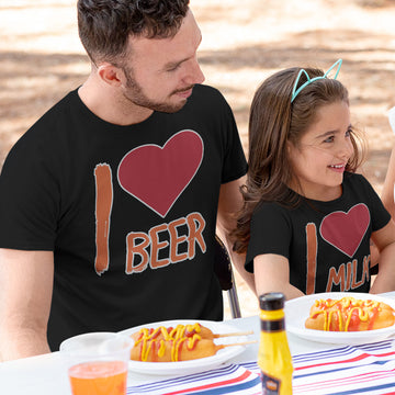 Daddy and Me Outfits Paste Option - I Love Beer Heart Cotton