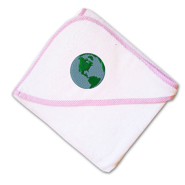 Baby Hooded Towel Globe Embroidery Kids Bath Robe Cotton