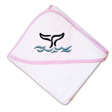 Baby Hooded Towel Whale Tail out Embroidery Kids Bath Robe Cotton