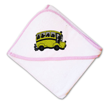 Baby Hooded Towel School Bus C Embroidery Kids Bath Robe Cotton