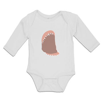 Long Sleeve Bodysuit Baby Horror Animated Shark Jaw with Sharp Toothlike Cotton