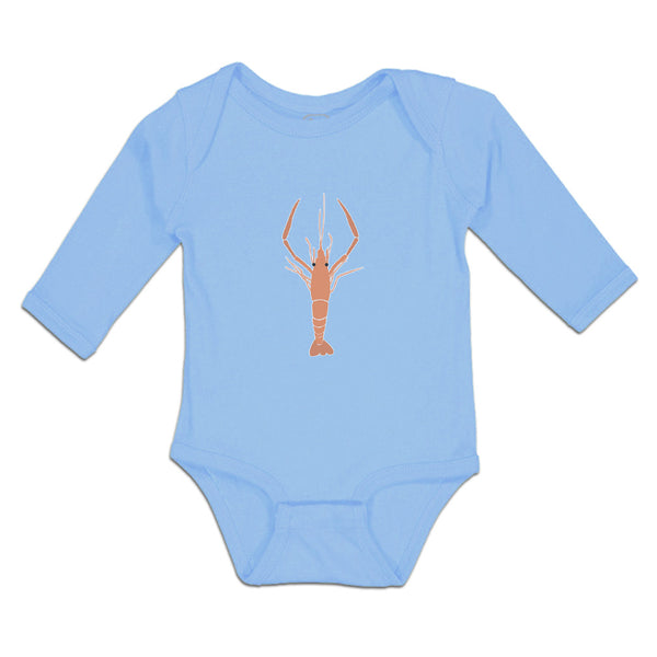 Long Sleeve Bodysuit Baby Large Marine Lobster with Stalked Eyes Sealife Cotton