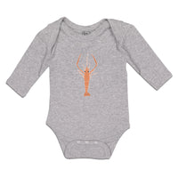 Long Sleeve Bodysuit Baby Large Marine Lobster with Stalked Eyes Sealife Cotton