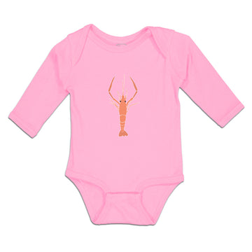 Long Sleeve Bodysuit Baby Large Marine Lobster with Stalked Eyes Sealife Cotton