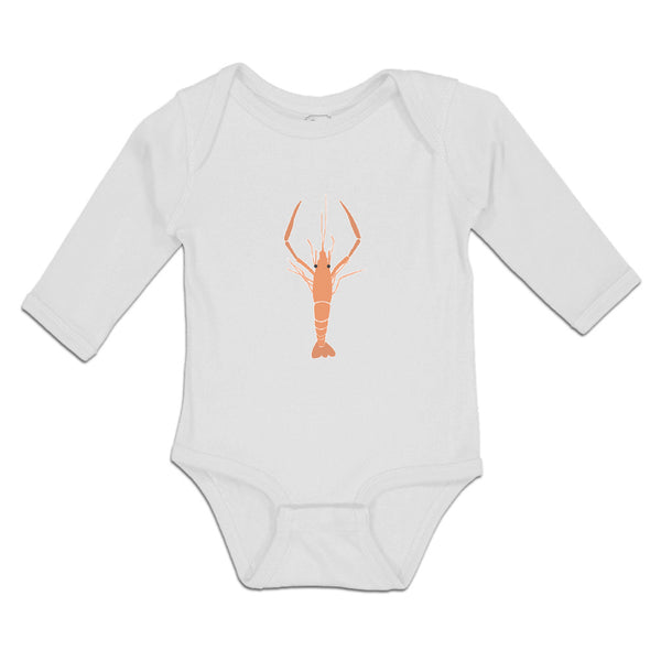 Long Sleeve Bodysuit Baby Large Marine Lobster with Stalked Eyes Sealife Cotton