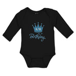 Long Sleeve Bodysuit Baby Crown 1 2 Birthday Celebration on Occasion Cotton - Cute Rascals