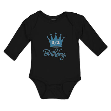 Long Sleeve Bodysuit Baby Crown 1 2 Birthday Celebration on Occasion Cotton