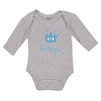 Long Sleeve Bodysuit Baby Crown 1 2 Birthday Celebration on Occasion Cotton - Cute Rascals