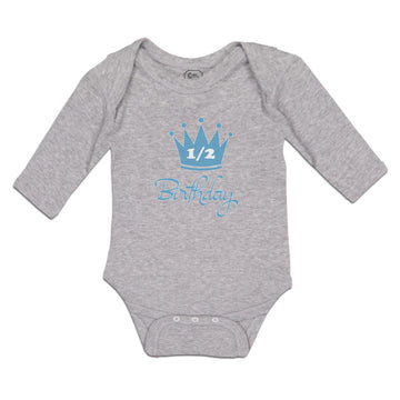 Long Sleeve Bodysuit Baby Crown 1 2 Birthday Celebration on Occasion Cotton