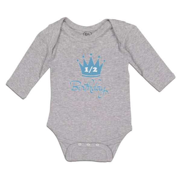 Long Sleeve Bodysuit Baby Crown 1 2 Birthday Celebration on Occasion Cotton - Cute Rascals