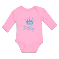 Long Sleeve Bodysuit Baby Crown 1 2 Birthday Celebration on Occasion Cotton - Cute Rascals