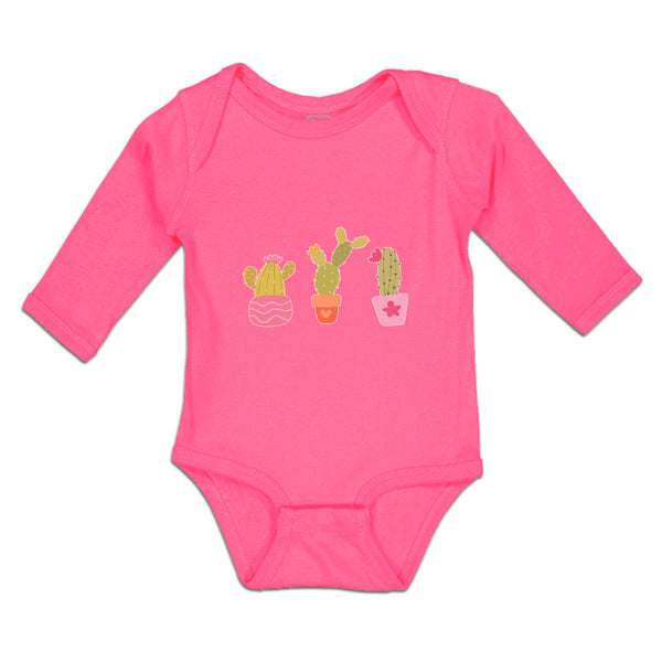 Long Sleeve Bodysuit Baby Cactus An Succulent Plants with Fleshy Stem and Spines - Cute Rascals