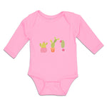 Long Sleeve Bodysuit Baby Cactus An Succulent Plants with Fleshy Stem and Spines - Cute Rascals