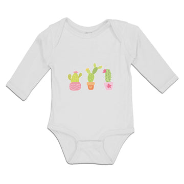 Long Sleeve Bodysuit Baby Cactus An Succulent Plants with Fleshy Stem and Spines