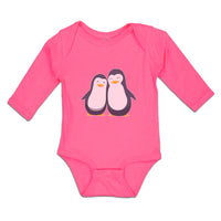 Long Sleeve Bodysuit Baby Aquatic Twin Penguins Flightless Birds Cotton - Cute Rascals
