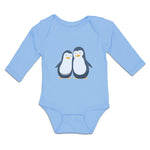 Long Sleeve Bodysuit Baby Aquatic Twin Penguins Flightless Birds Cotton - Cute Rascals