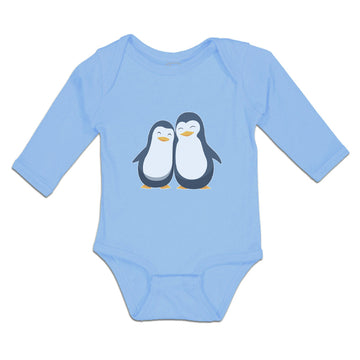 Long Sleeve Bodysuit Baby Aquatic Twin Penguins Flightless Birds Cotton