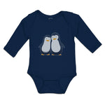 Long Sleeve Bodysuit Baby Aquatic Twin Penguins Flightless Birds Cotton - Cute Rascals