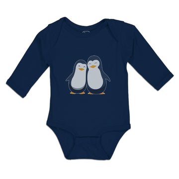 Long Sleeve Bodysuit Baby Aquatic Twin Penguins Flightless Birds Cotton
