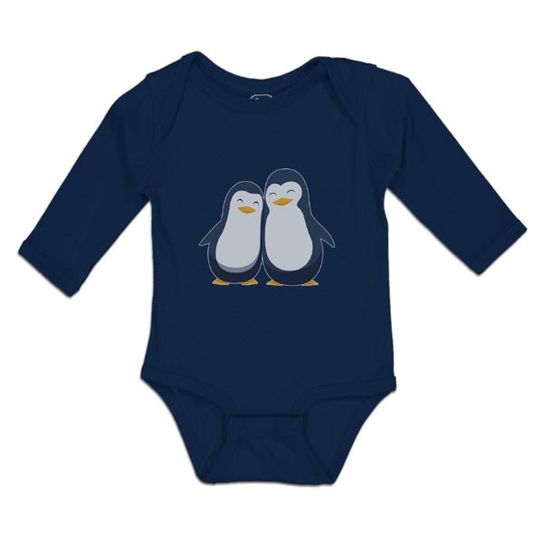 Long Sleeve Bodysuit Baby Aquatic Twin Penguins Flightless Birds Cotton - Cute Rascals