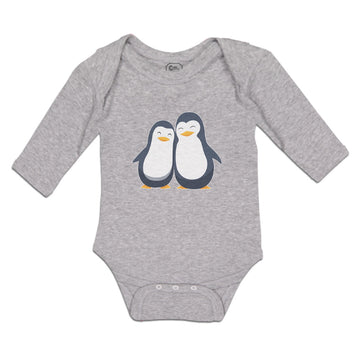 Long Sleeve Bodysuit Baby Aquatic Twin Penguins Flightless Birds Cotton