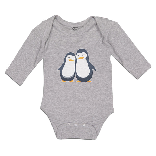 Long Sleeve Bodysuit Baby Aquatic Twin Penguins Flightless Birds Cotton - Cute Rascals