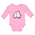 Long Sleeve Bodysuit Baby Aquatic Twin Penguins Flightless Birds Cotton - Cute Rascals