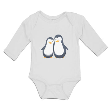 Long Sleeve Bodysuit Baby Aquatic Twin Penguins Flightless Birds Cotton