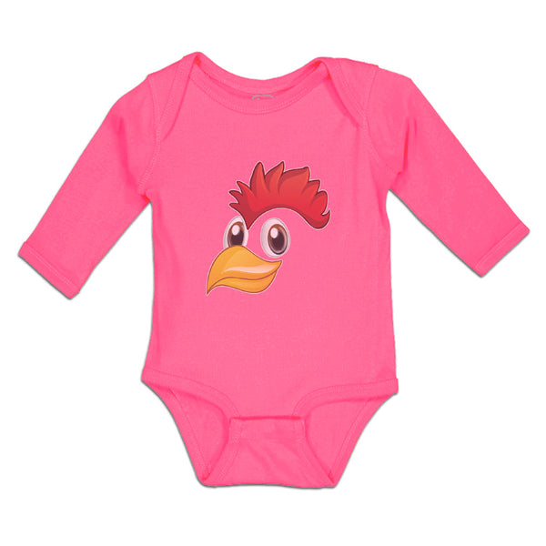 Long Sleeve Bodysuit Baby Rooster with Sharp Beak Domesticated Fowl Cotton