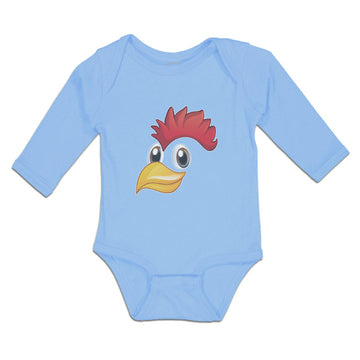 Long Sleeve Bodysuit Baby Rooster with Sharp Beak Domesticated Fowl Cotton