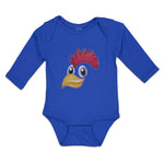 Long Sleeve Bodysuit Baby Rooster with Sharp Beak Domesticated Fowl Cotton