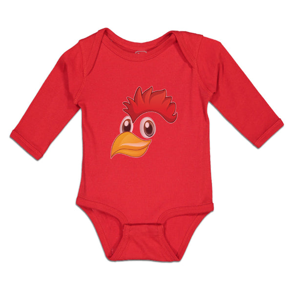 Long Sleeve Bodysuit Baby Rooster with Sharp Beak Domesticated Fowl Cotton