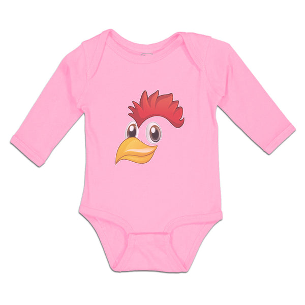Long Sleeve Bodysuit Baby Rooster with Sharp Beak Domesticated Fowl Cotton