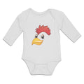 Long Sleeve Bodysuit Baby Rooster with Sharp Beak Domesticated Fowl Cotton
