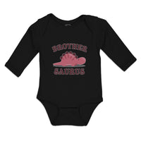 Long Sleeve Bodysuit Baby Brother Stegosaurus Dinosaur Reptile Herbivorous - Cute Rascals