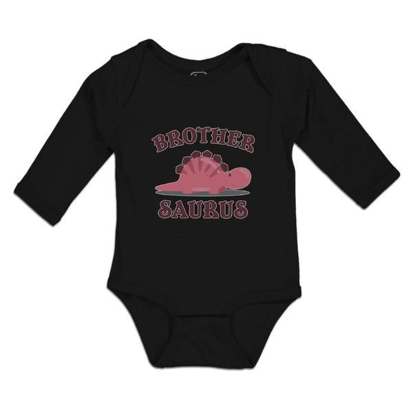 Long Sleeve Bodysuit Baby Brother Stegosaurus Dinosaur Reptile Herbivorous - Cute Rascals