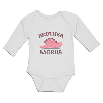 Long Sleeve Bodysuit Baby Brother Stegosaurus Dinosaur Reptile Herbivorous