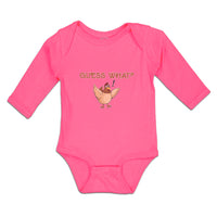 Long Sleeve Bodysuit Baby Chicken Guess What Question Mark Domesticated Fowl - Cute Rascals