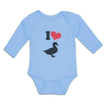 Long Sleeve Bodysuit Baby I Love Silhouette Duck Aquatic Bird Boy & Girl Clothes