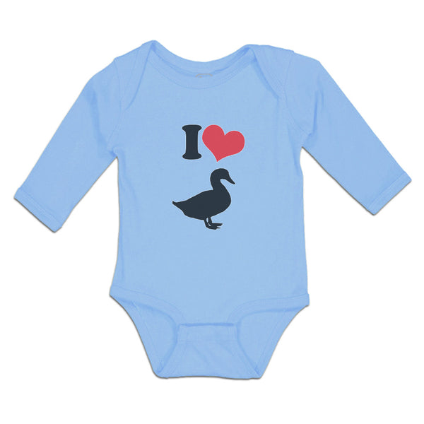 Long Sleeve Bodysuit Baby I Love Silhouette Duck Aquatic Bird Boy & Girl Clothes